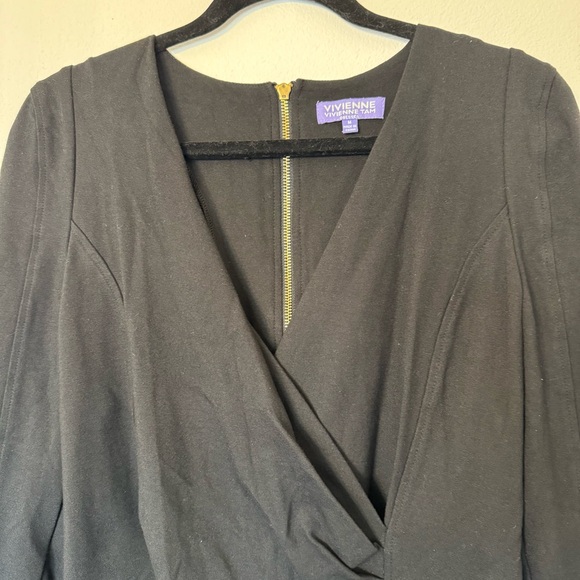 Vivienne Tam Long Sleeve V Neck Dress Charcoal women’s Medium - Picture 2 of 7